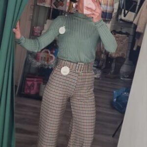 pantalon cuadritos tonos marron y azul