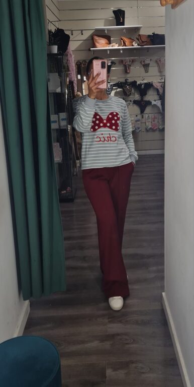 sudadera rayas celeste minnie
