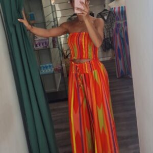 conjunto top tonos naranjas