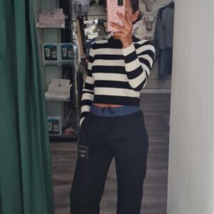 pantalon sport negro cintura vaquera