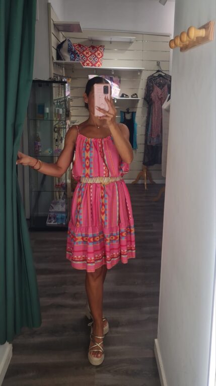 vestido espiga fucsia
