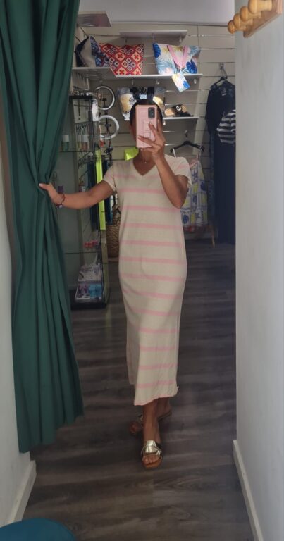 vestido raya rosa
