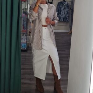 camisa rayas beige
