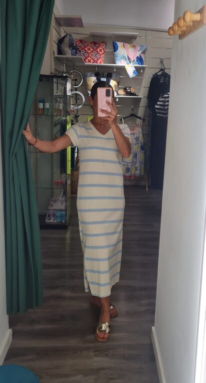 vestido raya celeste