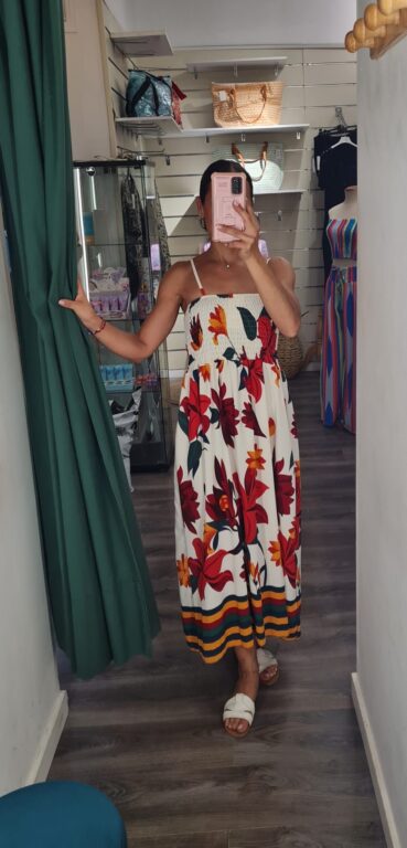 vestido flores rojo
