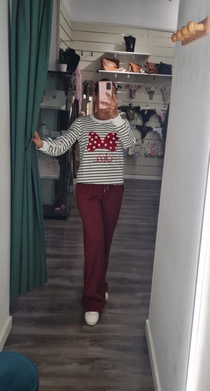 sudadera rayas negra minnie