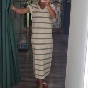 vestido raya gris