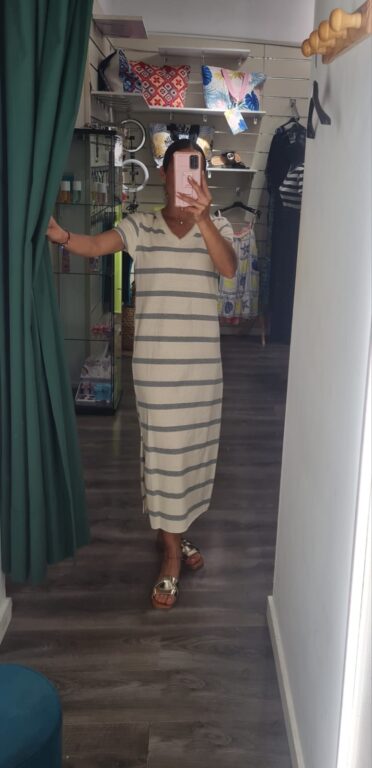 vestido raya gris