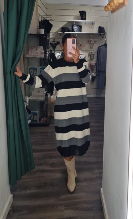 vestido rayas tonos negros