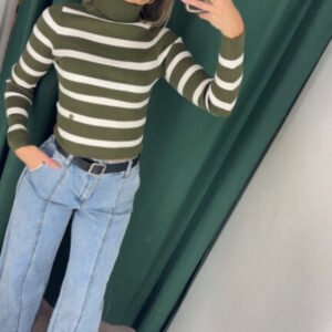 jersey cuello alto verde rayas