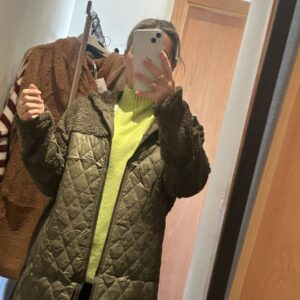 abrigo verde borrego y acolchado