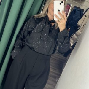 camisa lazo negra con brillo