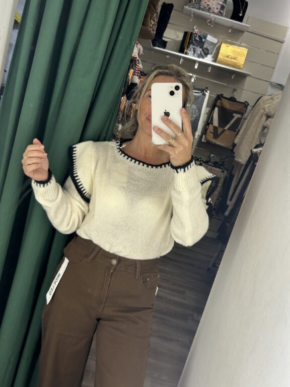 jersey marfil filo negro