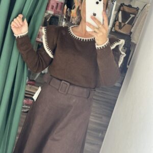 jersey marron filo blanco