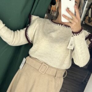 jersey marfil filo burdeos