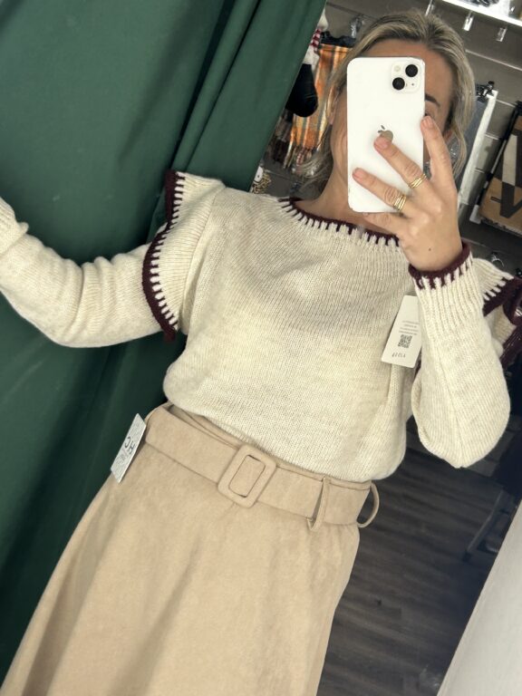 jersey marfil filo burdeos