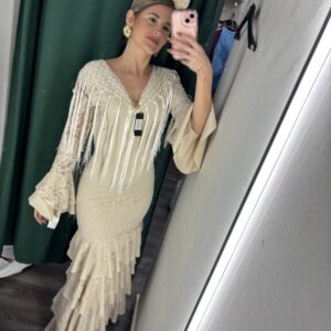 vestido encaje beige