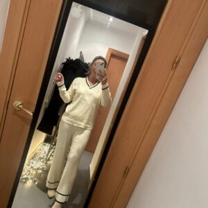 conjunto marfil raya negra