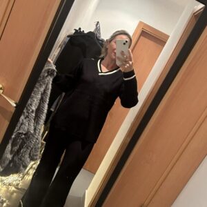 conjunto punto negro raya blanca