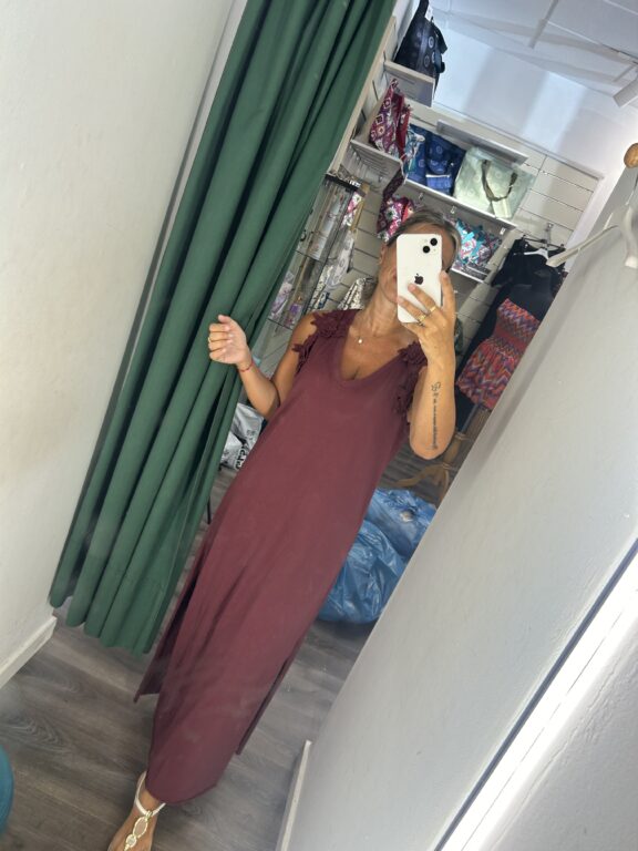 vestido largo 5024 color tinto