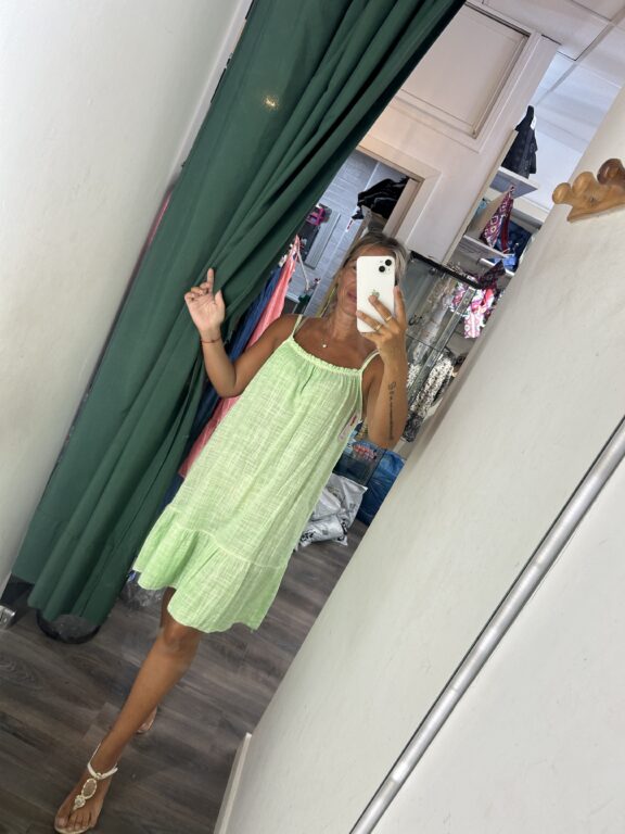 vestido corto fluor verde