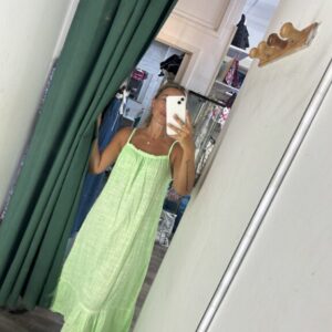 vestido verde largo fluor