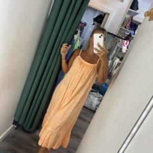 vestido naranja largo fluor