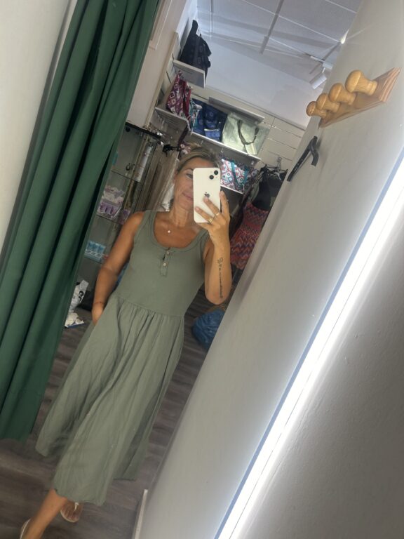 vestido botones pecho verde