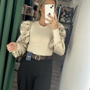 camiseta beige canale mangas farol