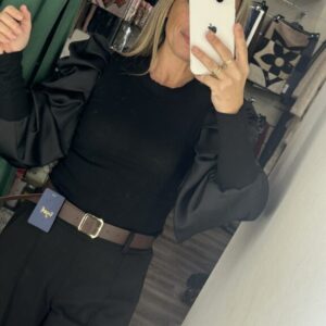 camiseta canale negra mangas farol