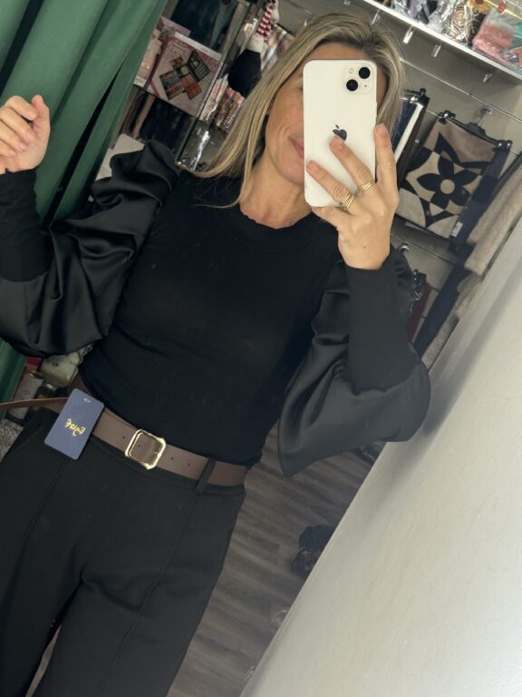 camiseta canale negra mangas farol