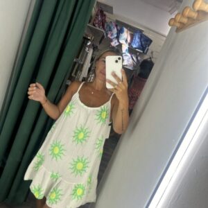 vestido sol verde y amarillo