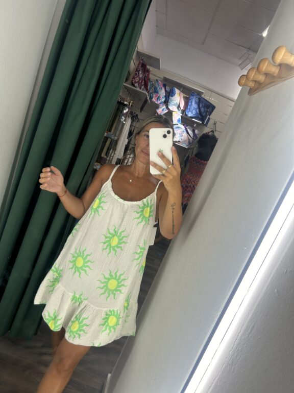 vestido sol verde y amarillo
