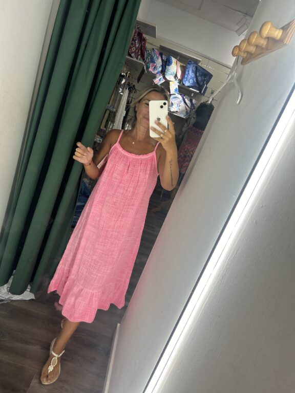 vestido fluor tiranta fucsia