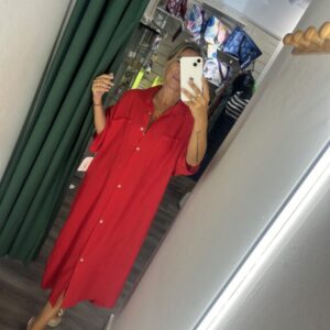 vestido camisero rojo