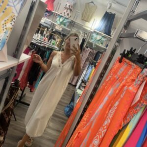 vestido lencero beige