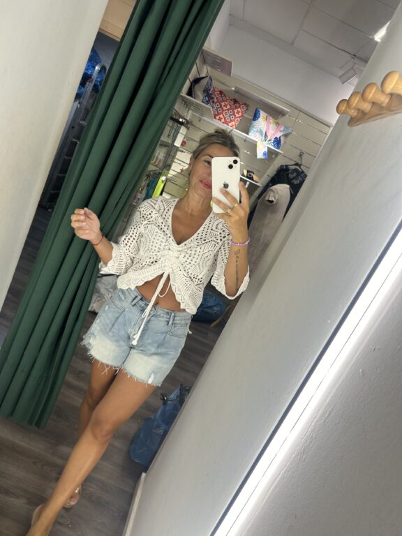 camiseta croche blanca con mangas