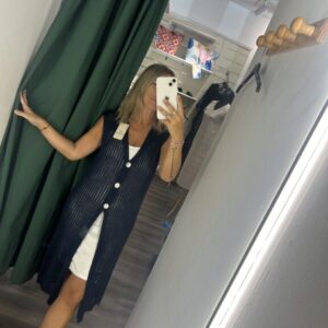 vestido croche azul marino