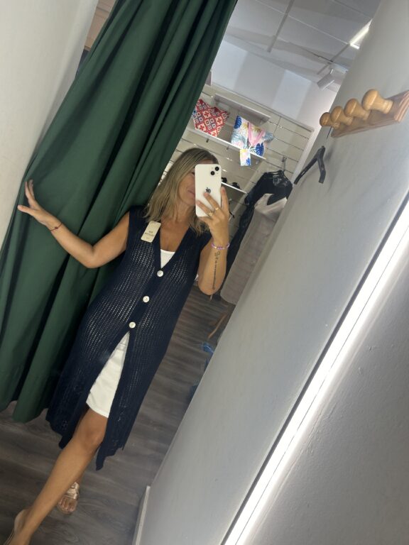 vestido croche azul marino