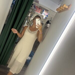 vestido beige croche