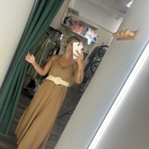 vestido lencero camel