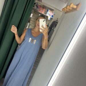 vestido tiranta azul pescado
