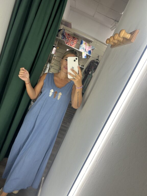 vestido tiranta azul pescado