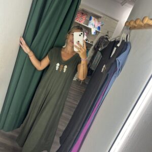 vestido manga corta verde pescado