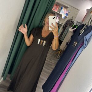 vestido pescado marron manga corta