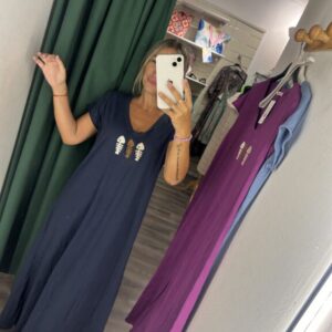 vestido manga corta pescado azul