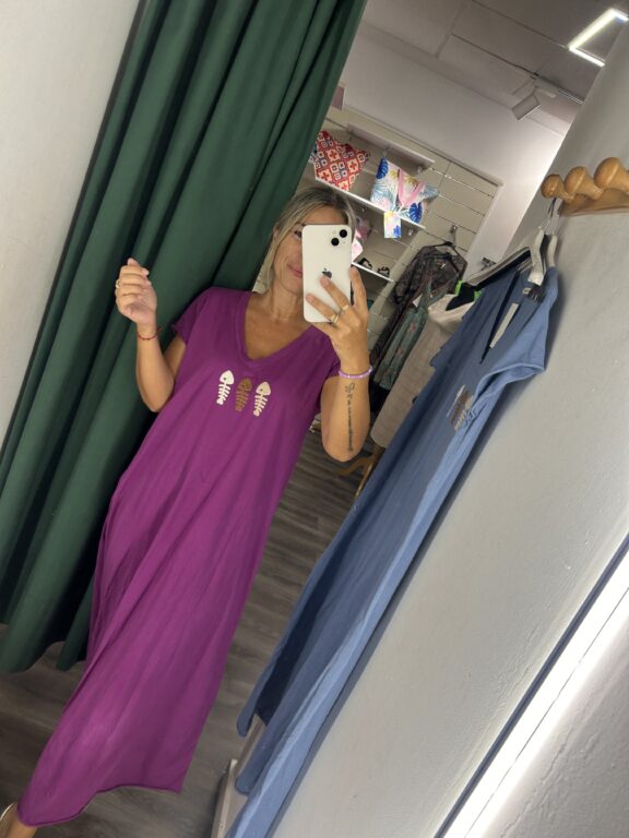 vestido manga corta pescado