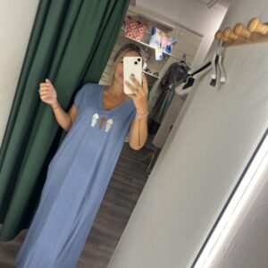vestido pescado celeste manga corta