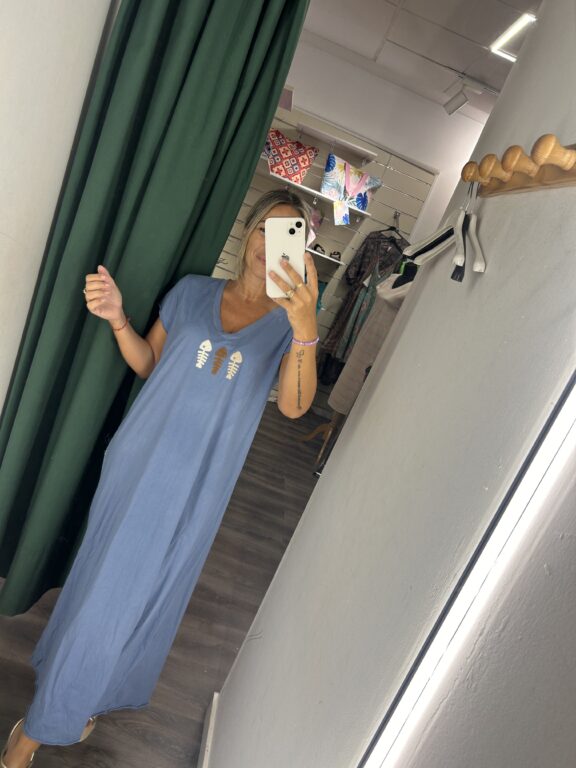 vestido pescado celeste manga corta
