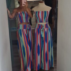 conjunto top tonos azules